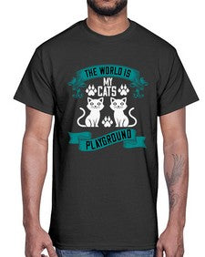the world is my cats playground Style 119#- cats- Cotton Tee