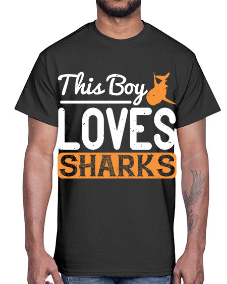 this boy loves sharks Style 14#- shark-fish- Cotton Tee
