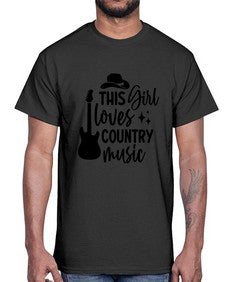this girl loves country music 1163#- western- Cotton Tee