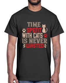 time spend with cat is never wasted Style 121#- cats- Cotton Tee