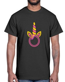 unicorn monogram frame 477#- unicorn- Cotton Tee