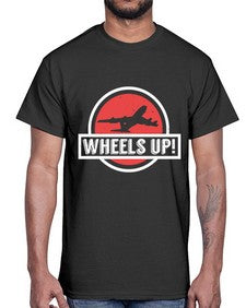 wheels up  50#- airplane- Cotton Tee