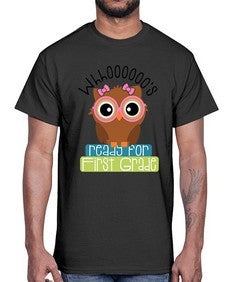 whooos ready for first grade girl 1001#- first grade- Cotton Tee