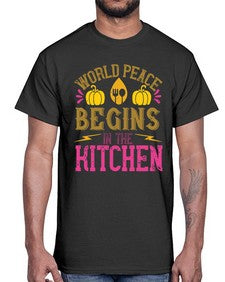 world peace begins in the kitchen 496#- vegan- Cotton Tee