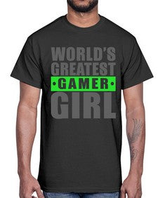 worlds greatest gamer girl 166#- video games- Cotton Tee