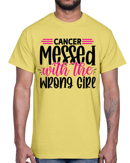 Cancer Messed with the Wrong Girl 29#- breast cancer- Cotton Tee