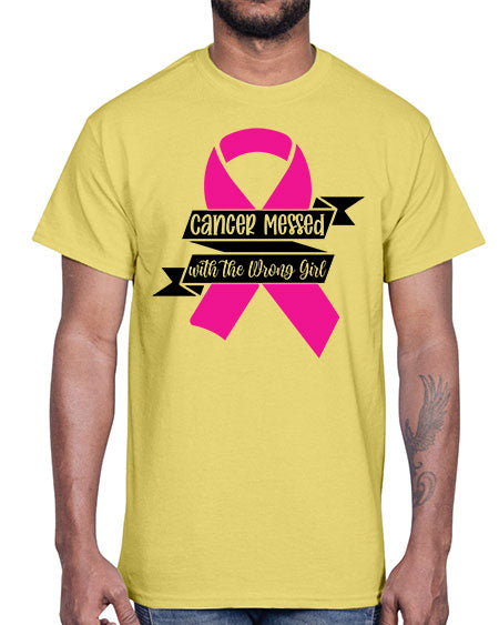 Cancer Messed with the Wrong Girl 30#- breast cancer- Cotton Tee