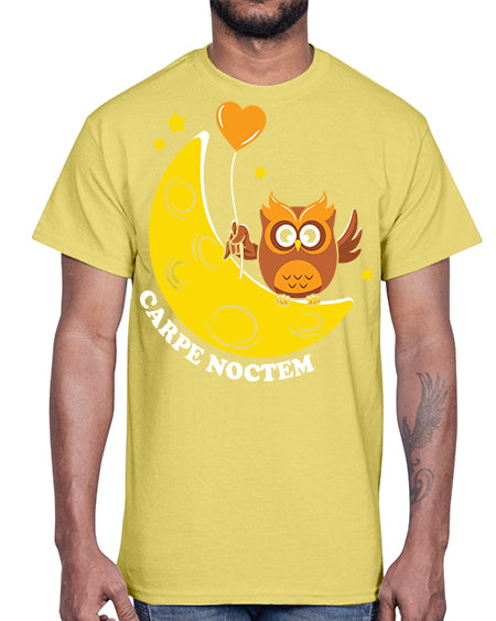 Carpe Noctem Moon Stars Owl A TurtleRabbit 1#- owl- Cotton Tee