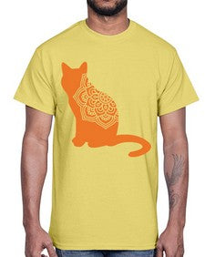 CatMandala 324#- mandala- Cotton Tee