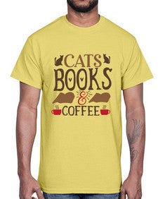 Cats Books Coffee Style 9#- cats- Cotton Tee