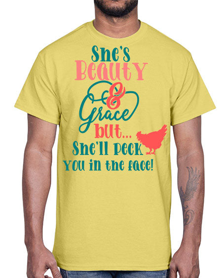 Chicken Beauty And Grace- chicken- Cotton Tee