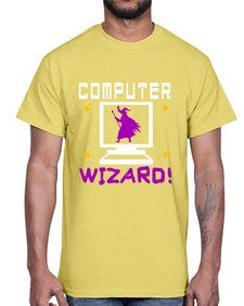 Computer wizard 52#- computer- Cotton Tee