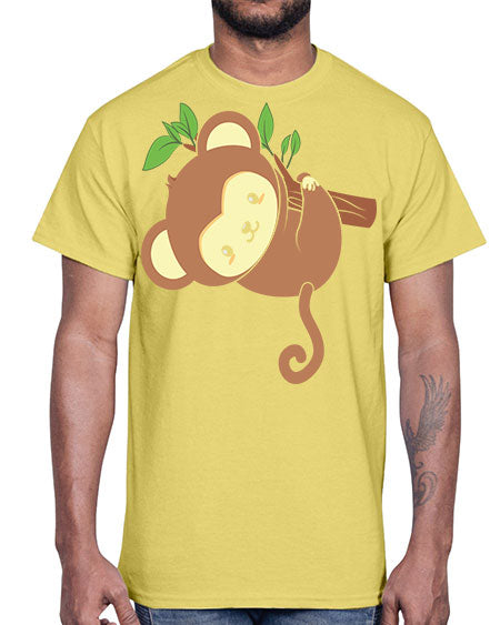 Cute Monkey Hanging on Tree 4#- monkey- Cotton Tee