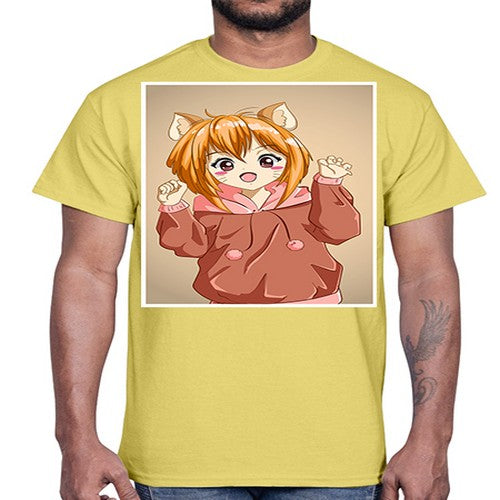 Cute little girl with accessories cat cartoon 170#- anime- Cotton Tee