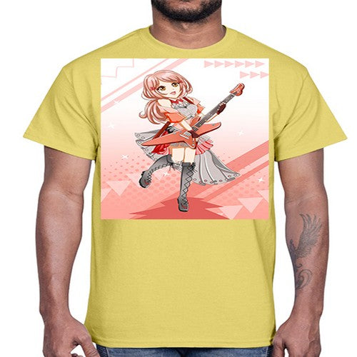 Cute rock star girl with guitar game 17#- anime- Cotton Tee