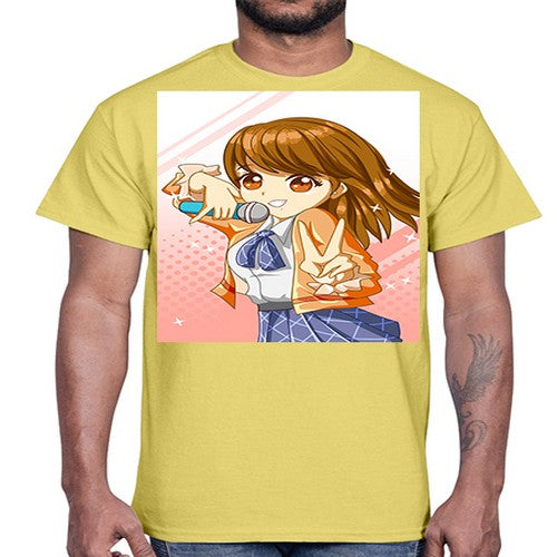 Cute teenage student girl singing song 47#- anime- Cotton Tee