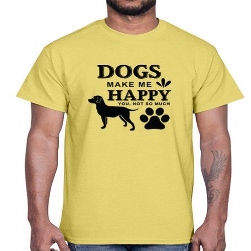 Dogs Make Me Happy Style 44#- dogs- Cotton Tee