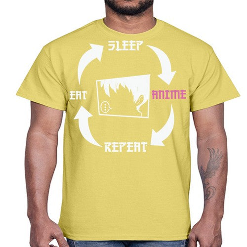 Eat Sleep Anime Repeat Anime Anime 226#- anime- Cotton Tee