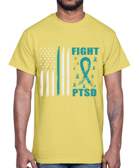 Fight PTSD Awareness American Flag 24#- PTSD- Cotton Tee