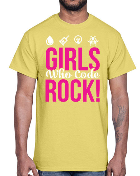 Girls Who Code Rock 247#- general science- Cotton Tee