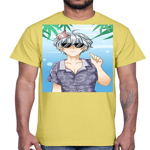 Handsome boy with sunglasses on the beach in summer holiday 44#- anime- Cotton Tee