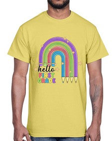 Hello first Grade Pencil Rainbow 279#- first grade- Cotton Tee