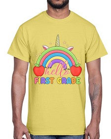 Hello first Grade Unicorn Rainbow 281#- first grade- Cotton Tee