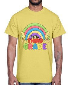 Hello third Grade Rainbow 348#- third grade- Cotton Tee