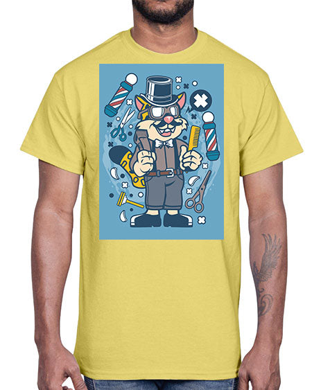 Hipster Barber Leopard835#- barber- Cotton Tee