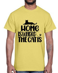 Home Is Where The Cat is Style 93#- cats- Cotton Tee