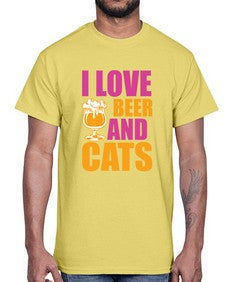 I Love Beer And Cats- cats- Cotton Tee
