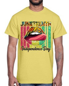 Juneteenth Independence Day Sexy Lip Png 11#- black juneteenth- Cotton Tee