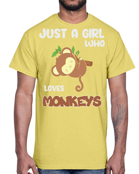 Just a Girl Who Loves 8#- monkey- Cotton Tee