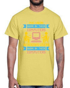 Mac users swear by their computers 25#- computer- Cotton Tee