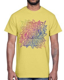Mandala Teach Love Inspire Rainbow Glitter 762#- mandala- Cotton Tee