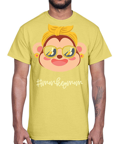 Monkey Mom Banana Glasses 16#- monkey- Cotton Tee