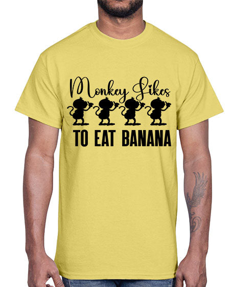 Monkey likes to eat banana - monkey- Cotton Tee