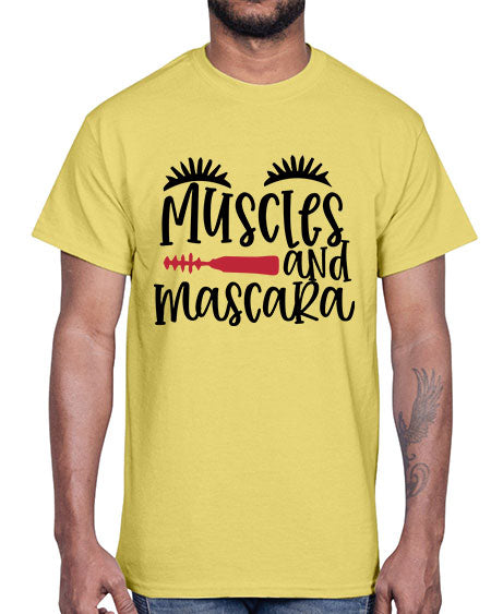 Muscles and mascara design Style 221#-makeup Cotton Tee