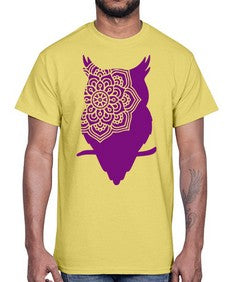 OwlMandalaUpdated 976#- mandala- Cotton Tee