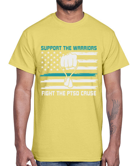 PTSD Awareness Military Teal Ribbon 11#- PTSD- Cotton Tee