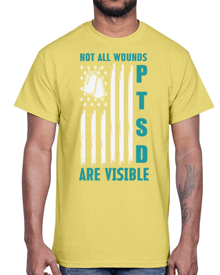 PTSD Awareness Not All Wounds 8#- PTSD- Cotton Tee