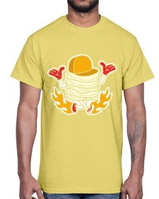 Pancake on fire 200#- cartoon food- Cotton Tee