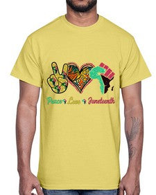 Peace Love Juneteenth Day Fist Png 8#- black juneteenth- Cotton Tee