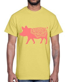 PigMandala 985#- mandala- Cotton Tee