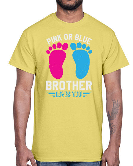 Pink or Blue brother loves you Style 185#- baby shower- Cotton Tee