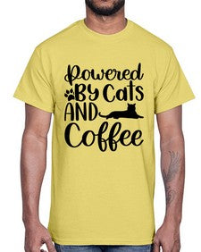 Powered By Cats And Coffee Style 102#- cats- Cotton Tee