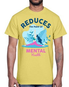 Reduces the Paint of Mental Health 495#- yoga- Cotton Tee