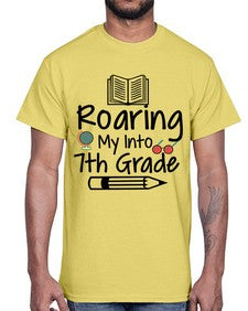 Roaring My Into seventh Grade 763#- seventh grade- Cotton Tee