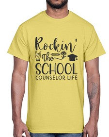 Rockin The School Counselor Life 774#- librarian- Cotton Tee