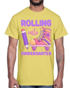 Rolling into Kindergarten 787#- kindergarten- Cotton Tee